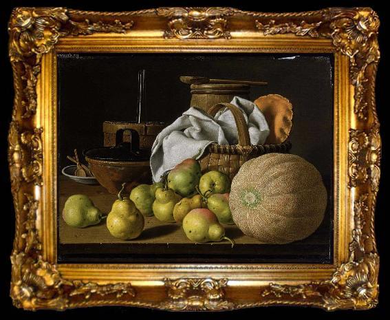framed  Luis Eugenio Melendez Still Life with Melon and Pears, ta009-2
